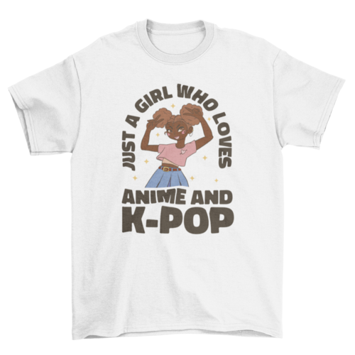 Anime and k-pop black girl t-shirt