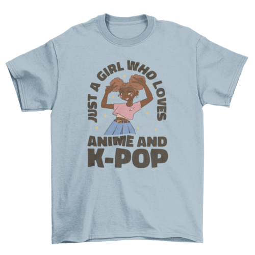 Anime and k-pop black girl t-shirt