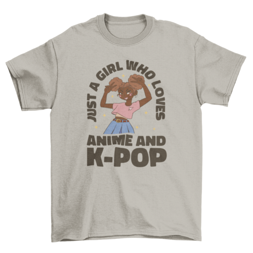 Anime and k-pop black girl t-shirt