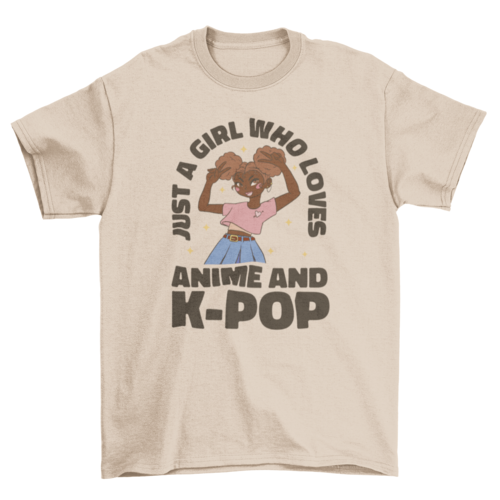 Anime and k-pop black girl t-shirt